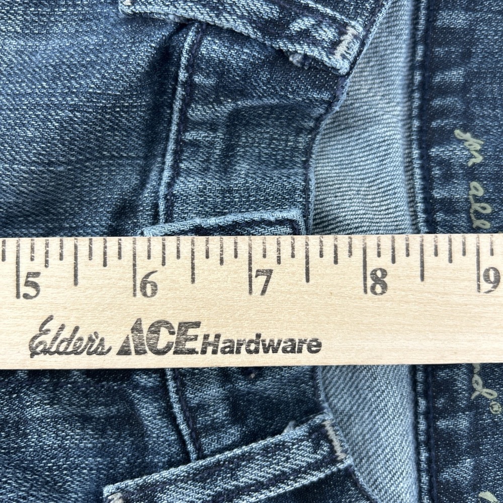 7 For All Mankind Jeans Dojo Women's 27 Blue Denim Flare Wide Cotton Stretch USA - Picture 11 of 14